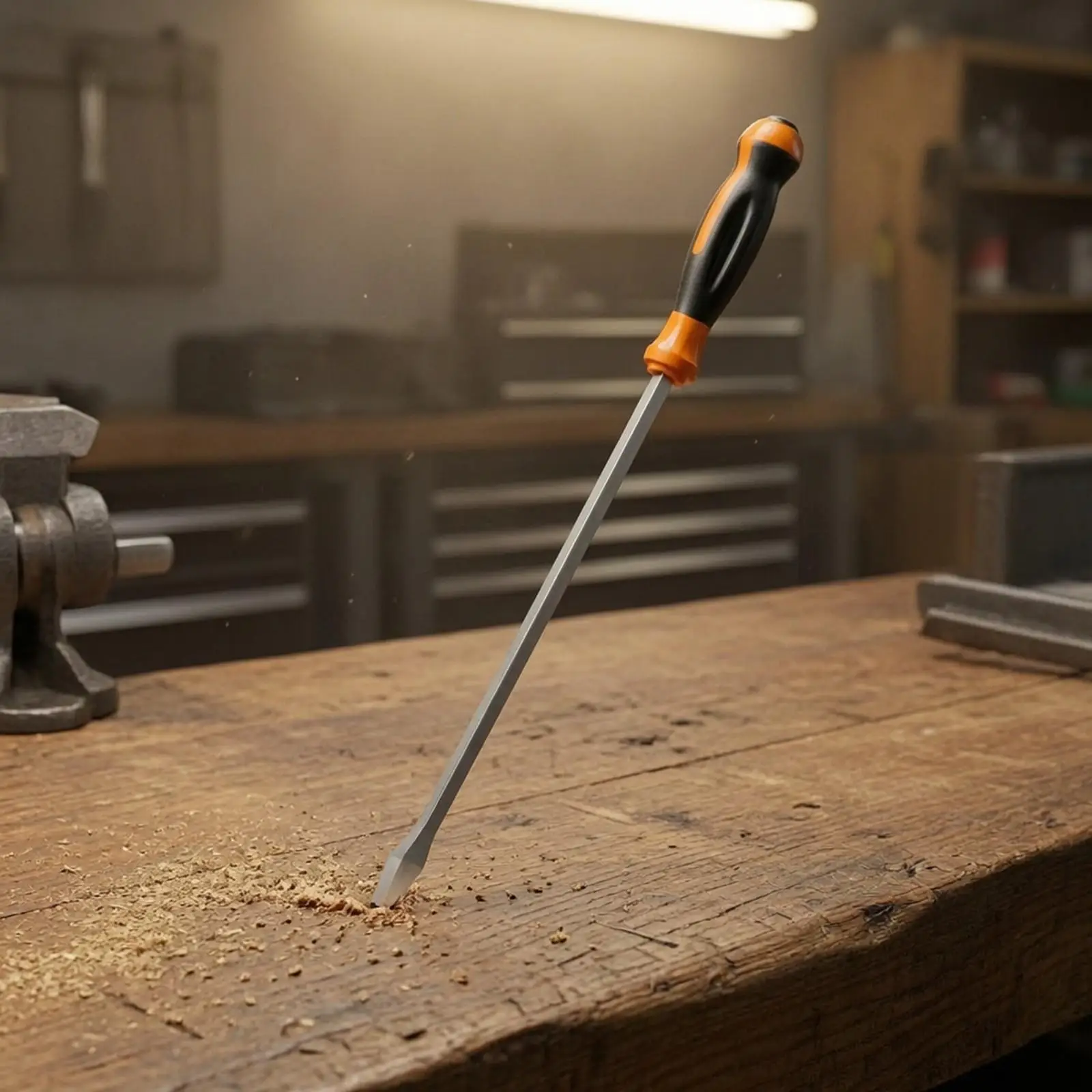 Extra Long Flathead Screwdriver with Secure PVC Coated Handle for Demanding Tasks in Automotive and Machinery Care