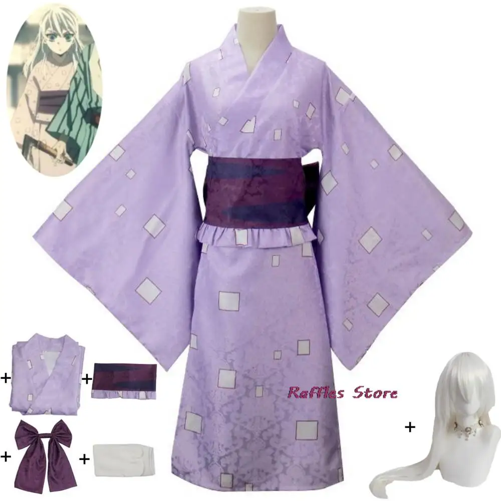 

Anime Daki Ume Entertainment District Arc Yuukaku-Hen Cosplay Costume Wig Childhood Kimono Halloween Carnival Suit