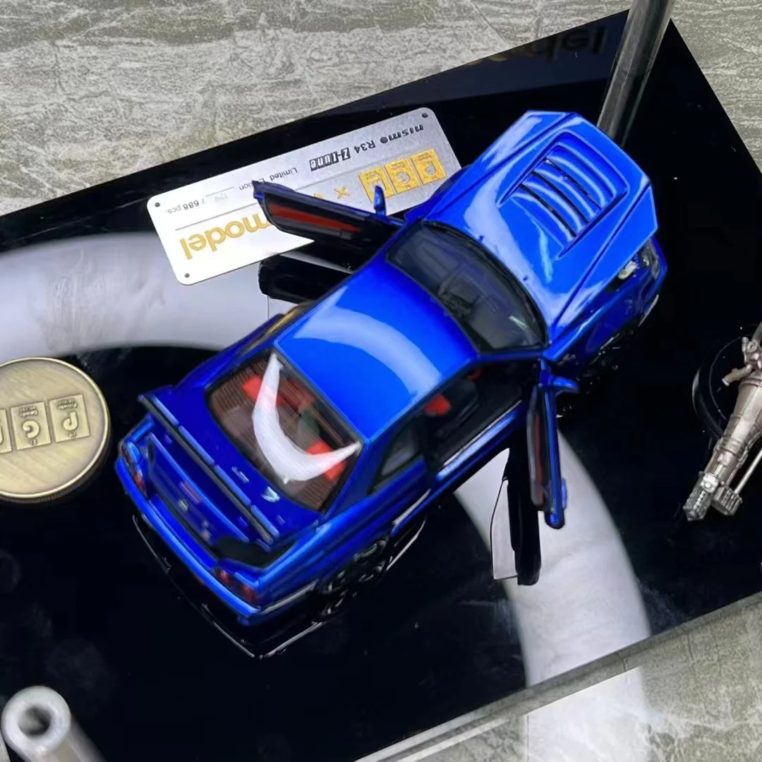 PGM 1:43 GTR R34 Z TUNE viene con motor de aleación, modelo de coche completamente abierto, regalo de colección terminado a pequeña escala