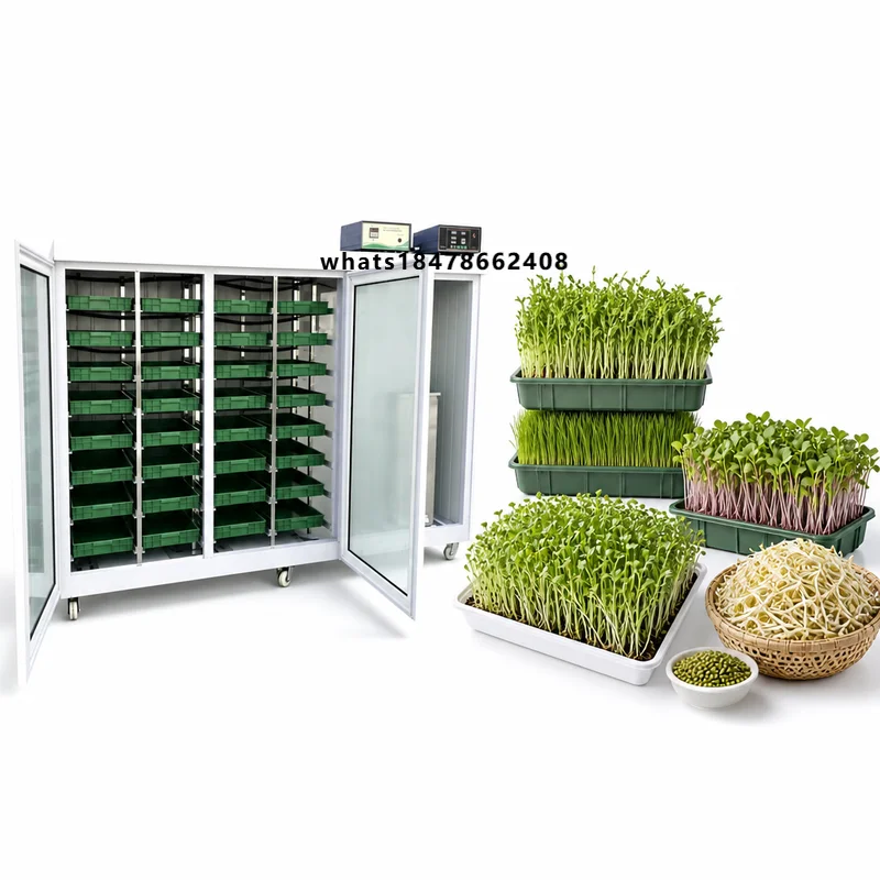 Smart Sprout Growing Cabinet with 40 Trays and Glass Doors, Stainless Steel Germination Machine for Microgreens Wheatgrass