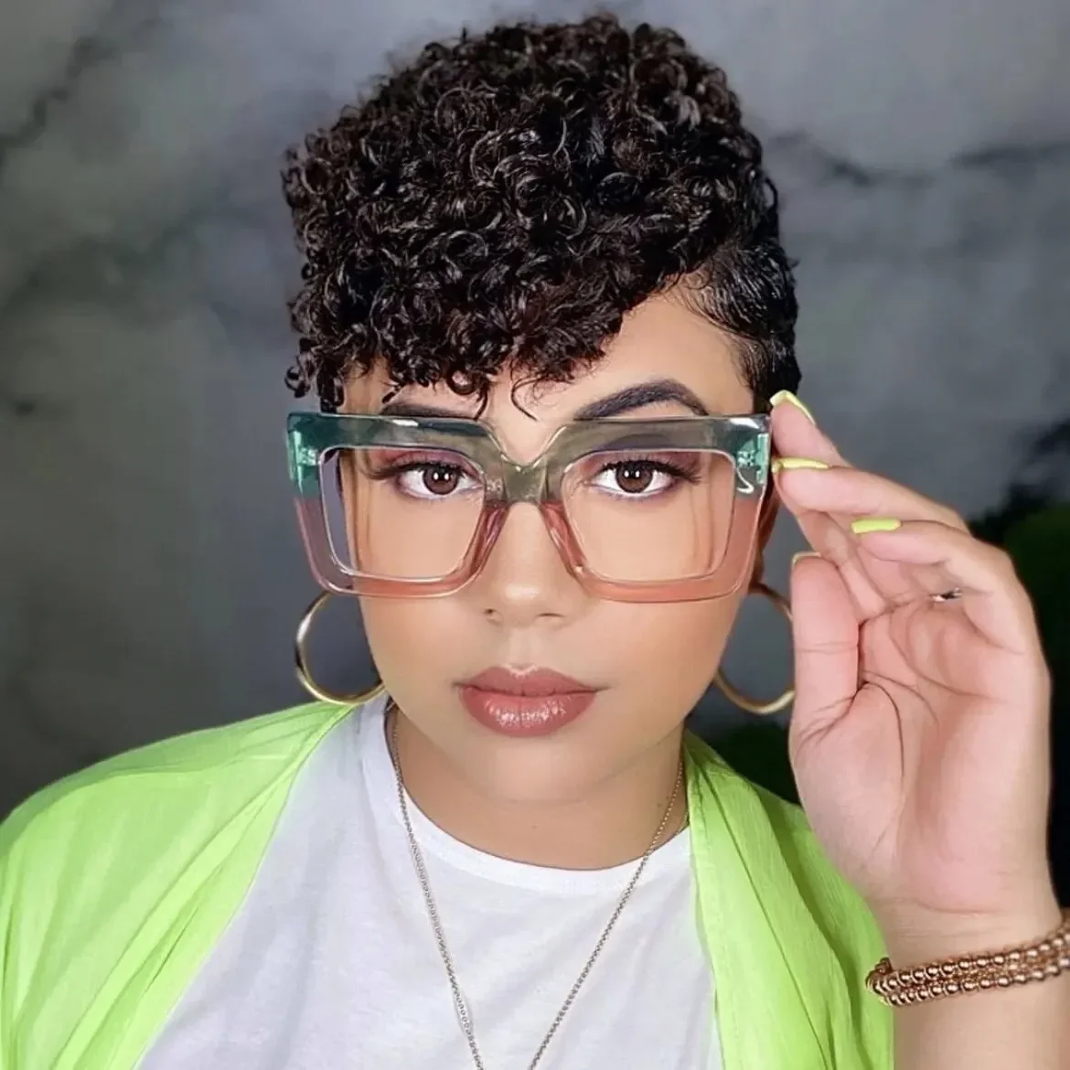 

Trend Glasses Frame Square Large Frame Simple Flat Light Mirror Anti-blue Light Ins Concave Shape Glasses Frame Woman