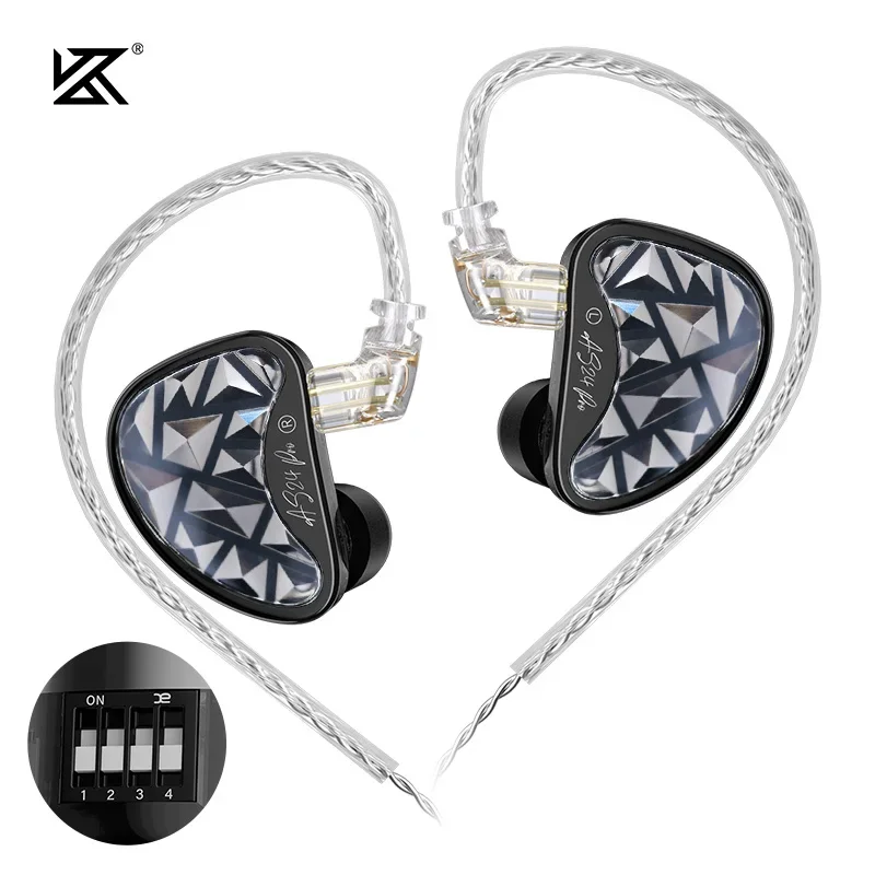 KZ AS24 PRO 24 Unit Balanced Armature Drive Adjustable Earbuds HIFI Music in Ear Wired Gaming Earphones 2PIN Cable AS12 AS16 ZAR