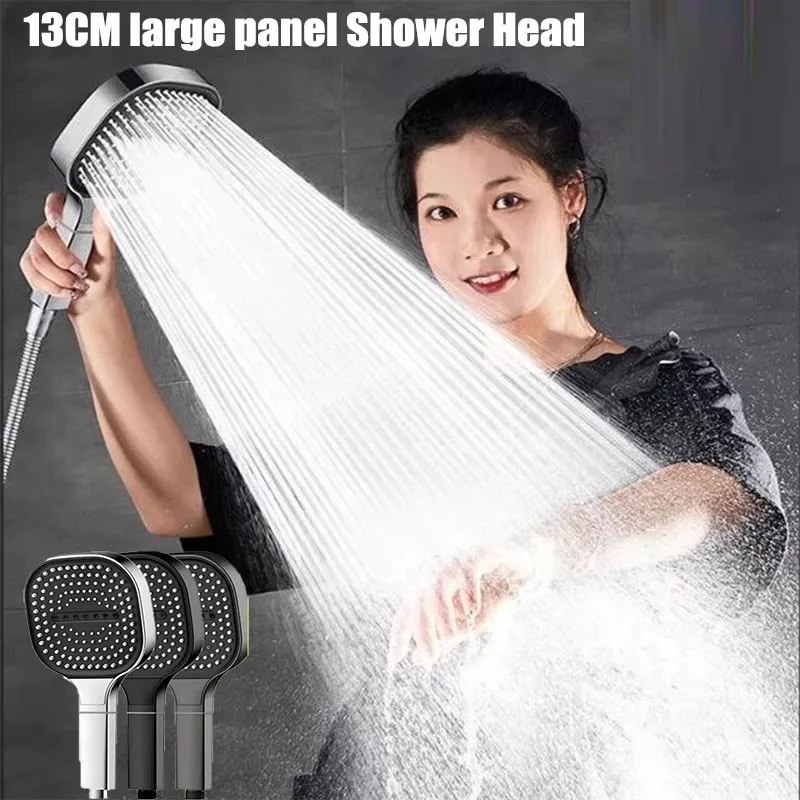 13CM Large Panel Rainfall Shower Head 3 Modes High Pressure Water Saving Massage Shower With Filter Element Bathroom Accessories