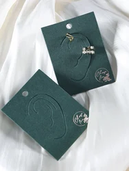 New Hot Dark Green Cardboard Gold Foil Earrings Clip Display Card Label Hang Tag for Jewelry Accessories