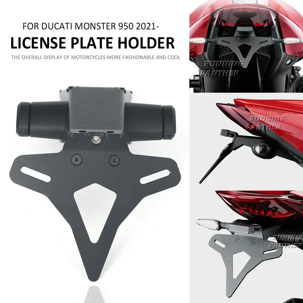 

For Ducati Monster 950 Monster950 2021-up 2022 2023 Motorcycle Rear Short Tail Stock License Plate Holder Tailstock Bracket Kit