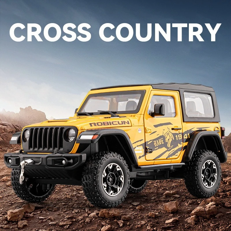 

Simulation 1:24 Jeep Wrangler Alloy Off road Vehicle Model Hook Stretching Detachment Roof Boy Toy