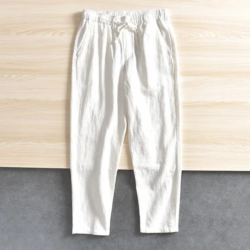 Männer Casual Hosen Baggy Streetwear Männer Jogger Baumwolle Leinen Sport Hosen Lange Gerade Hosen für Männer – Detail 7