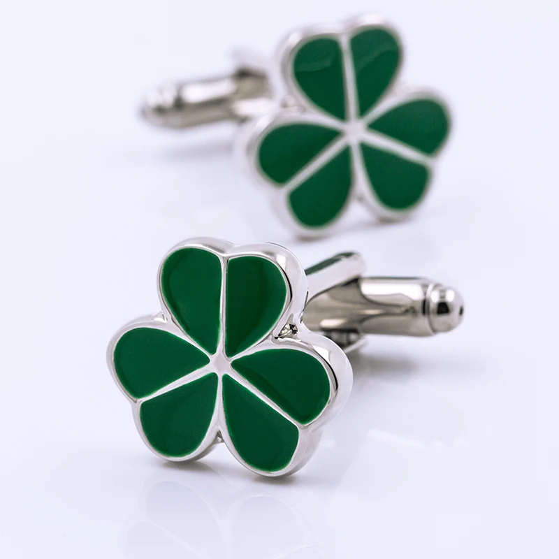 

KFLK brand men's shirt cuff button green plant clover cufflinks wedding gift button products guests