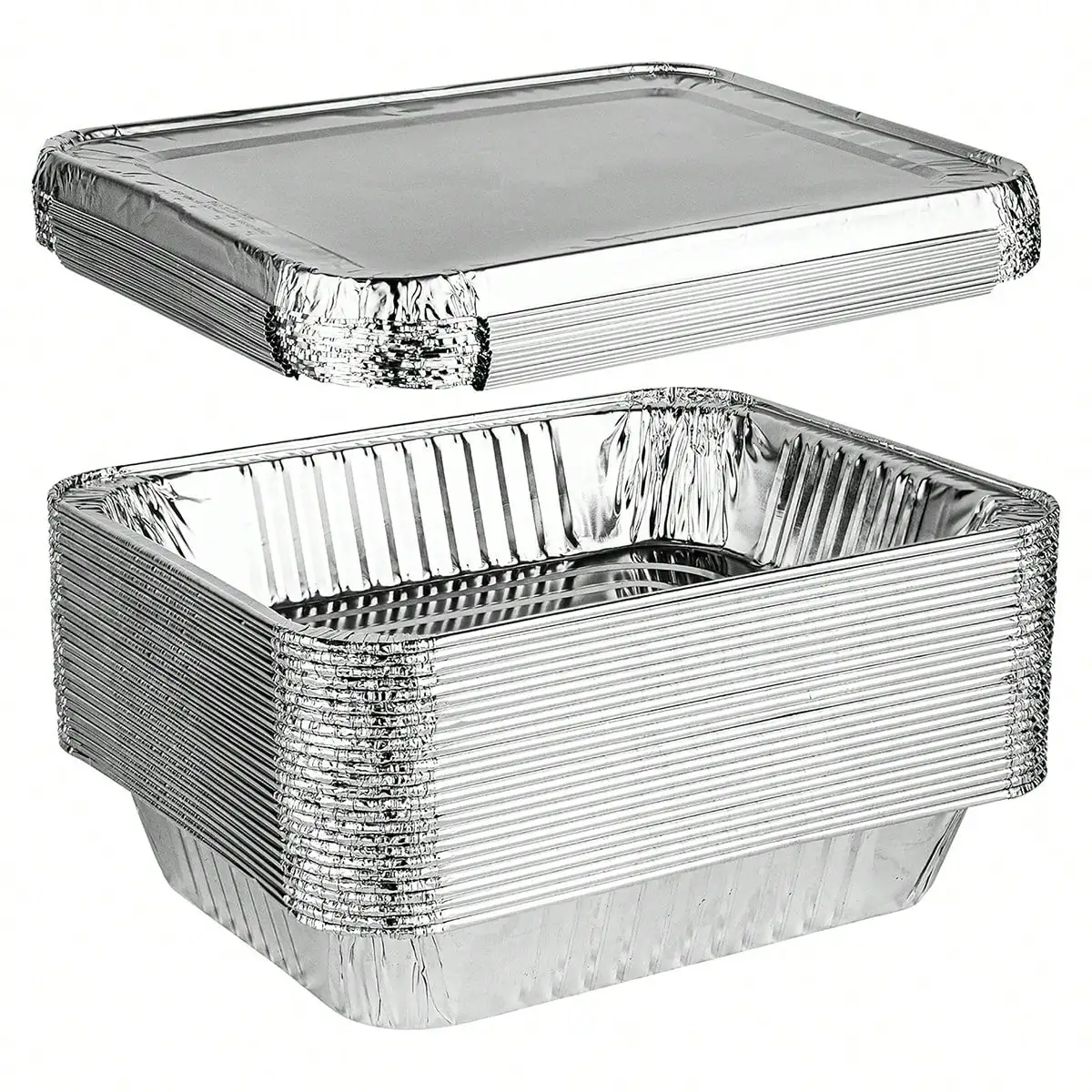 25Pcs Aluminum Pans Foil Pans With Lids, 9x13 Disposable Trays Half Size Tin Pans Foil Trays Food Containers For Cooking, Baking, Roasting, Heating Or Steam Table