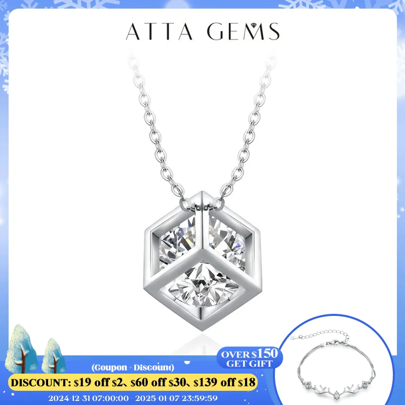 ATTAGEMS Luxury 4.0ct D Color Moissanite Necklace for Women 925 Sterling Silver White Gold Plated Pendant Party Anniversary Gift