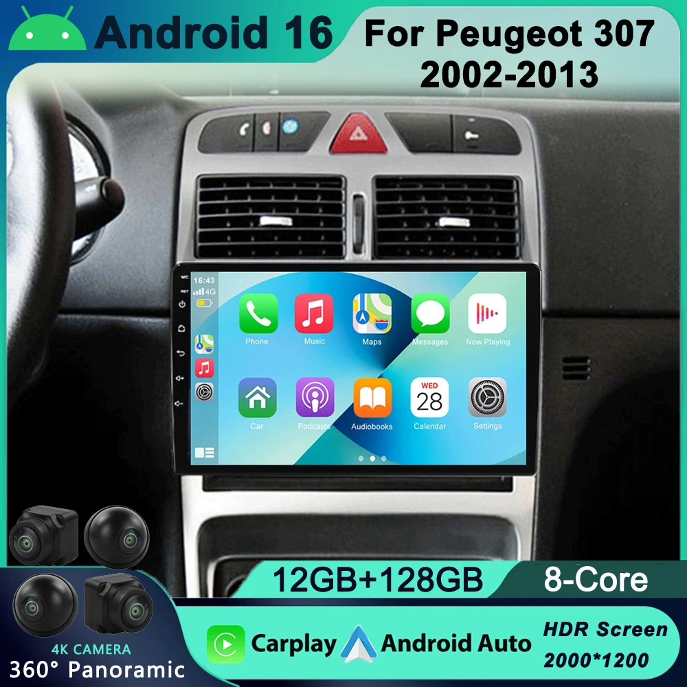 

Car Radio Android 16 Gps Navigation Player For Peugeot 307 307CC 307SW 2004-2013 Multimedia Stereo WiFi Video 2din 2 DIN CarPlay