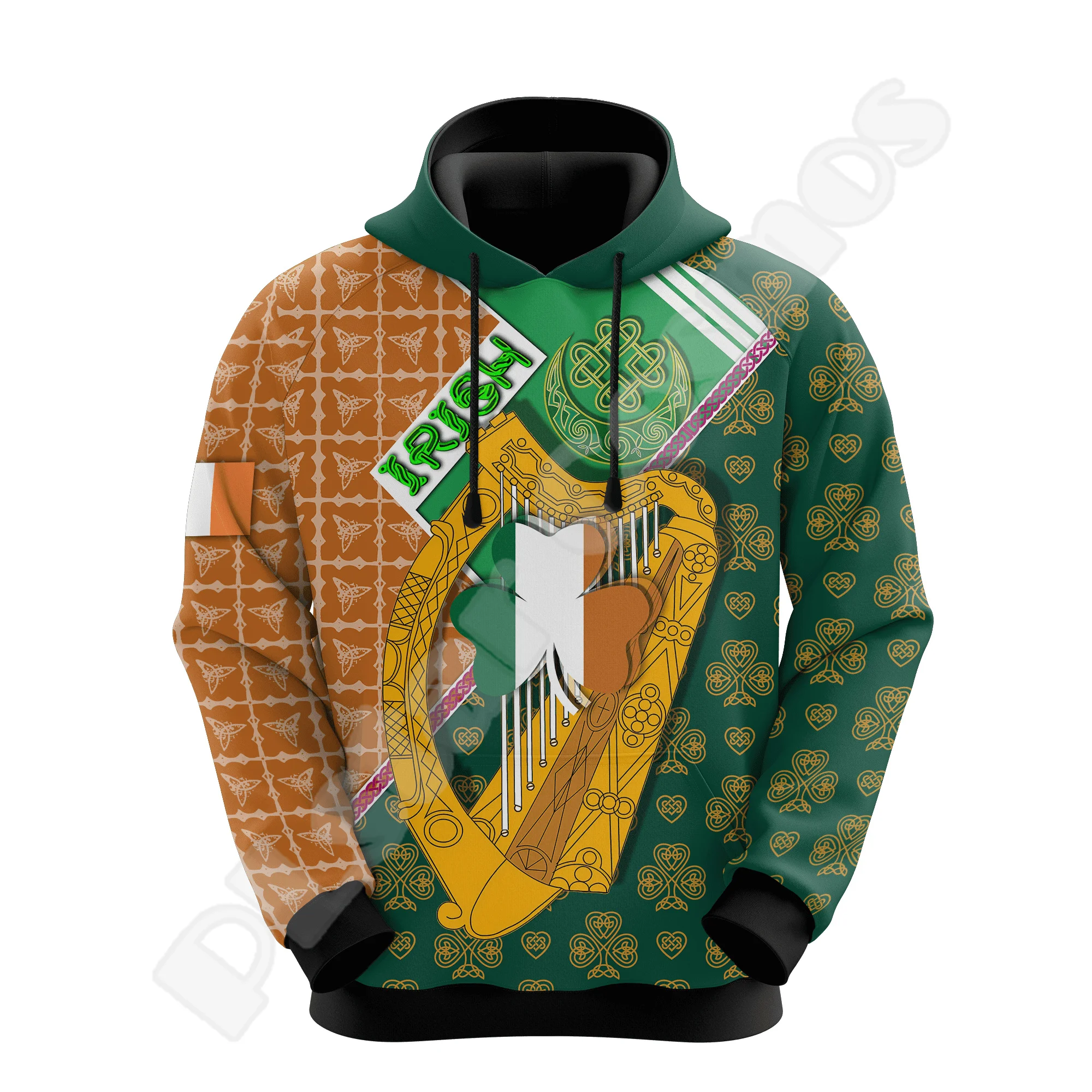 NewFashion Country Flag Ireland Clover Irish St.Patrick Tattoo Vintage 3DPrint Pullover Funny Harajuku Casual Jacket Hoodies X4