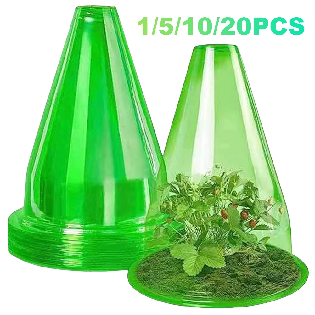 Transparent Bell Jar Cloches Reusable Greenhouse Plant Cover Seedling Protector Protect Plants From Frost Birds and Snail Damage