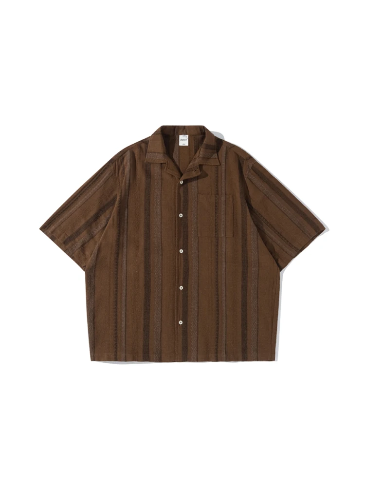 

Мужская повседневная футболка BSAPA лето 2025 с кубинским воротником, свободного кроя, дышащая, из чистого хлопка, модная молодежная одежда