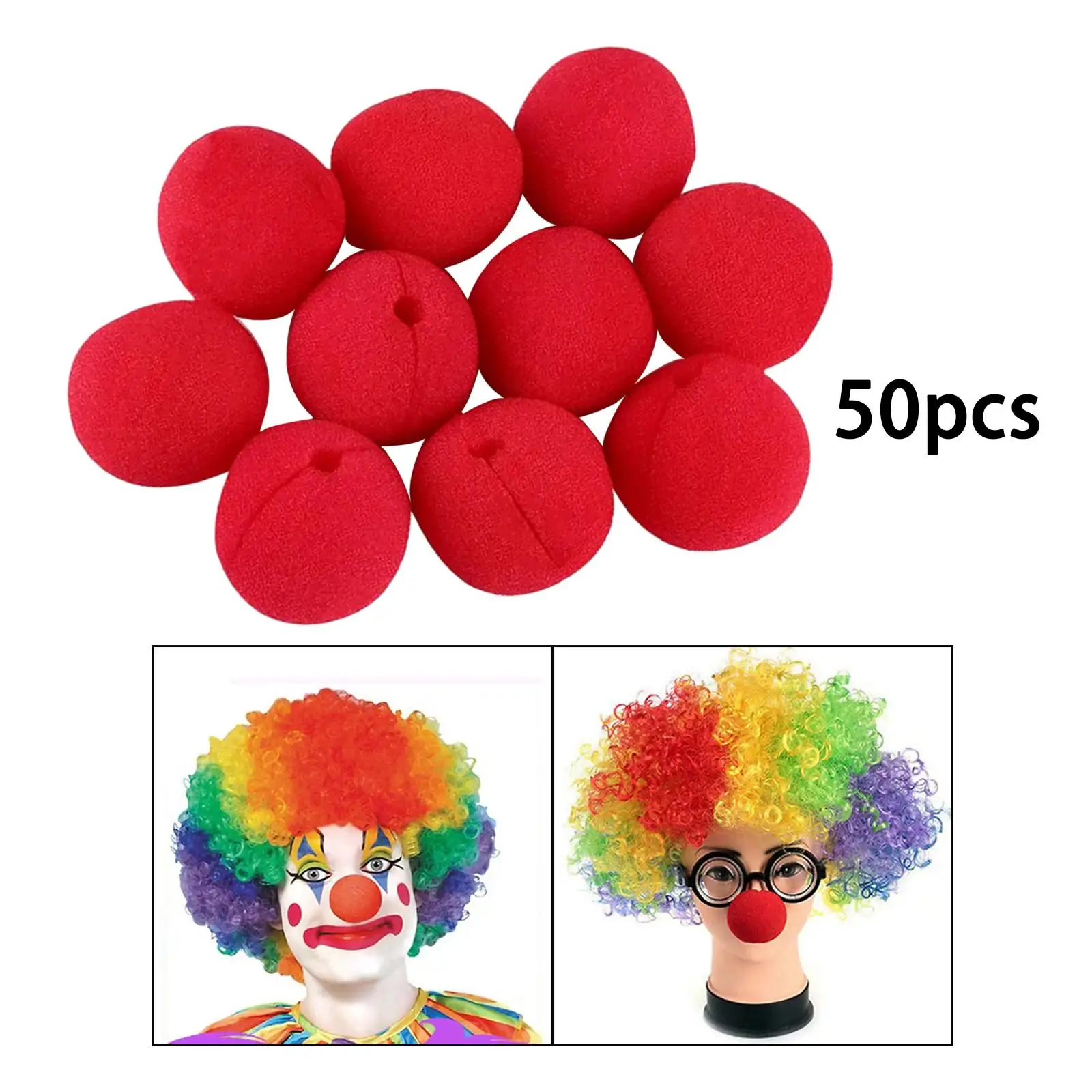 50x Red Clown Noses Funny Kids Photo Props for Holiday Party Birthday