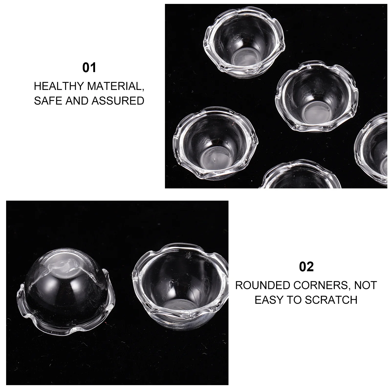 10Pcs Mini Kitchen Glass Sauce Bowls Small Soy Sauce Dipping Plates Creative Interactive Play Ornaments Mini Kitchen Toy