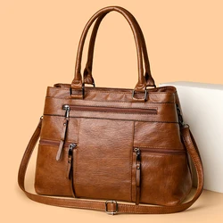 Genuine Brand Soft Leather Top-handle Bags Female Handbags Women Shoulder Crossbody Tote Messanger Bag Large Capacity Sac