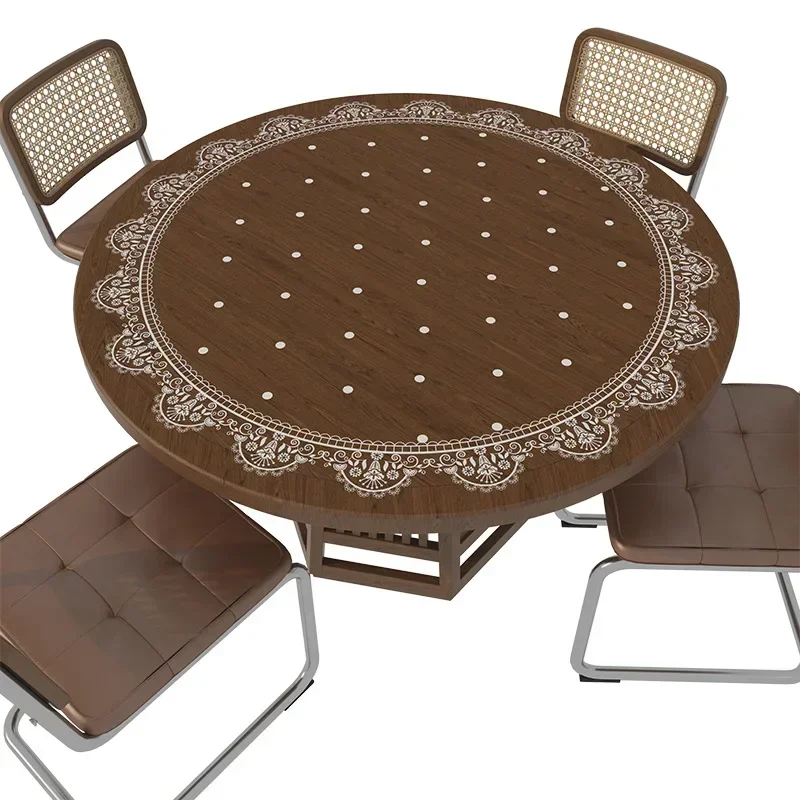 Lace Table Mat, Transparent Soft Round Table Mat No Cleaning Waterproof Oil Resistant, Heat Insulating Heat Resistant Decoration