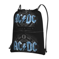 AC DC Heavy Metal Portable Backpacks Drawstring Bag Multi-function Drawstring Bundle Pocket Book Bags For School Students