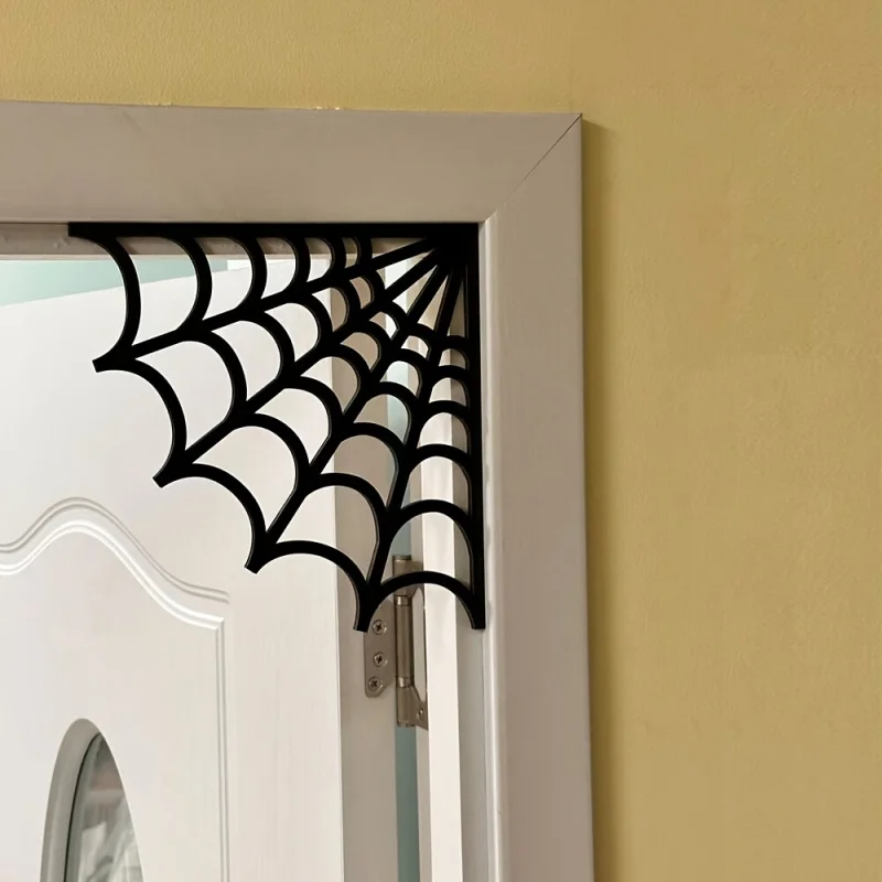 2 unids/set de decoraciones de marco de puerta de telaraña de Halloween, decoración de esquina de madera, decoración peculiar del hogar de Halloween