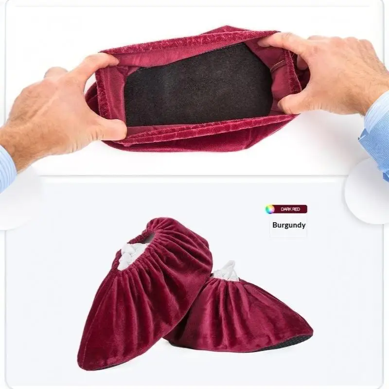1 Paar Flanell-Schuhüberzüge, dick, wiederverwendbar, rutschfest, für den Innenbereich, schützen den Boden und Teppich, reinigen Schuhe und Hausschuhe. – Detail 8
