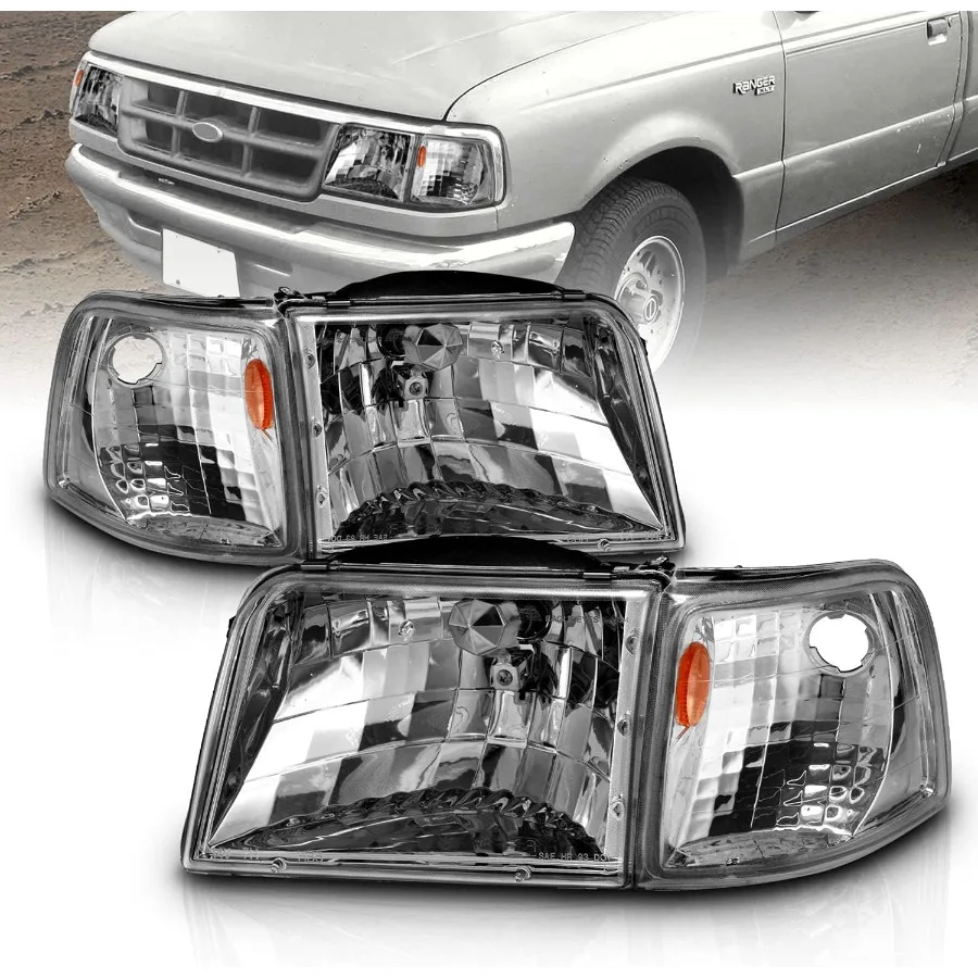 

Replacement Halogen Headlights and Corner Lights Set for 9397 Ranger Pickup Truck Complete Passenger and Driver Side Vehicle L