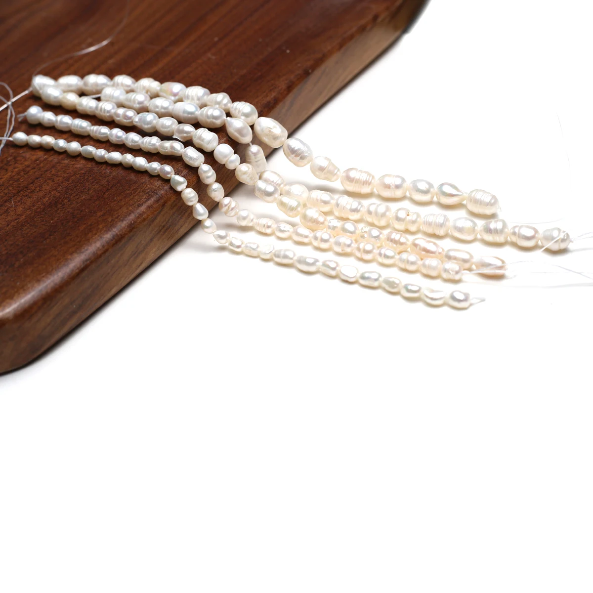 AA 18cm Genuine Radiant Natural Freshwater Rice Pearl Isolated Loose Bead Women Jewelry Make DIY Necklace Bracelet Accessories