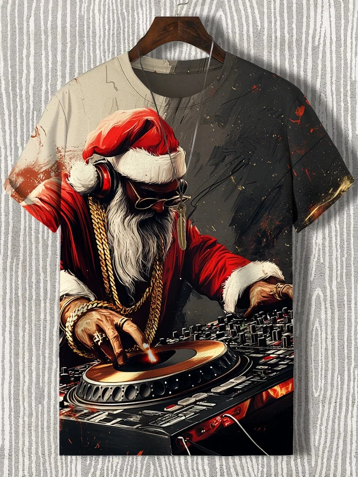 

Men's Santa Claus Funny Printed T Shirt Short Sleeve Tees Y2k Tops 3D Print O-Neck Fashion Summer Casual Men's Clothing Tshirts