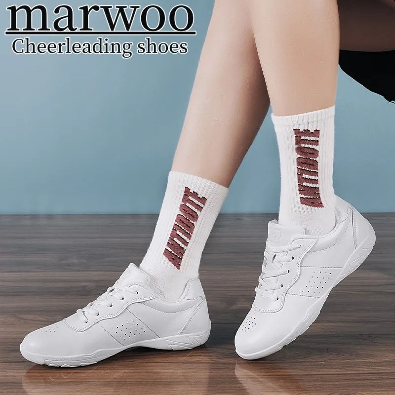 Marwoo cheerleading shoes Children's dance shoes Competitive aerobics shoes Fitness shoes Women's white jazz sports shoes 9211