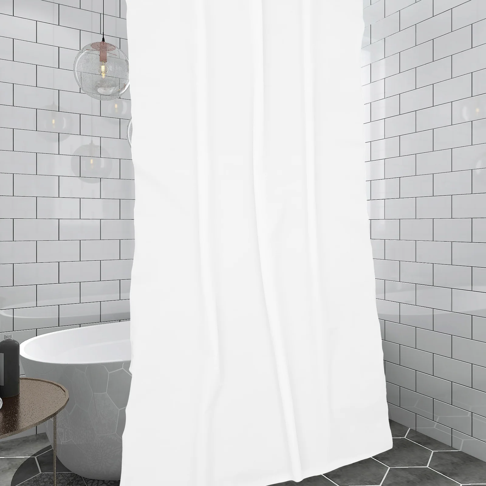 

White Shower Curtain Solid Color PEVA Waterproof Bathroom Decor Washable Thickened Curtains Plain Modern Style