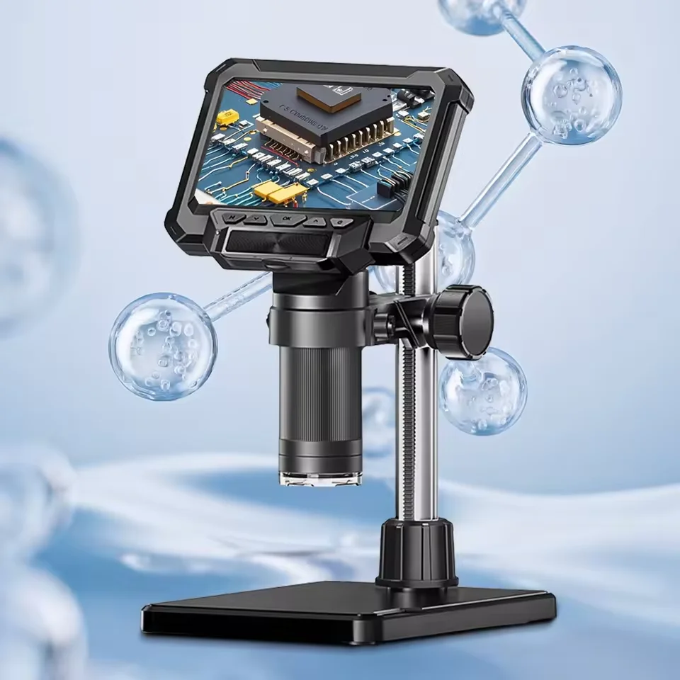 4.3Inch HD Digital Microscope Coin Lights Magnifier 1080P 1000X USB Microscopes for Watch PCB Repair Plants Hiar Detect PC View