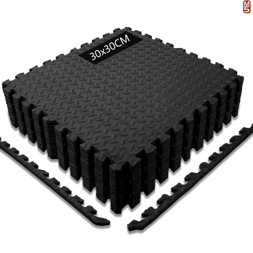 Tapis Puzzle Mousse EVA Humbi – 4 Pièces + 8 Bordures – 120x120x1 Cm – Graphite Et Blanc – Dès Naissance