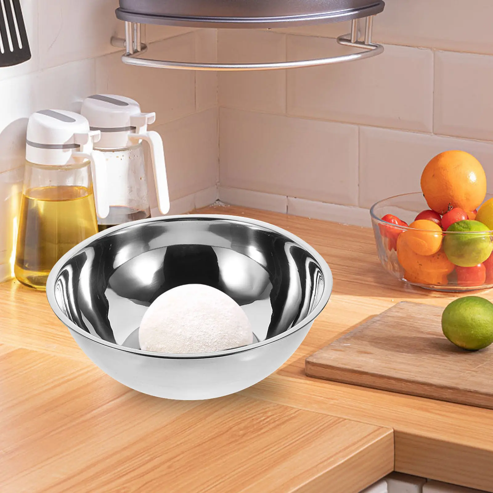 3Pcs Stainless Steel Mixing Bowls Flat Bottom Anti Slip Kitchen Basins for Vegetable Washing Fruit Storage