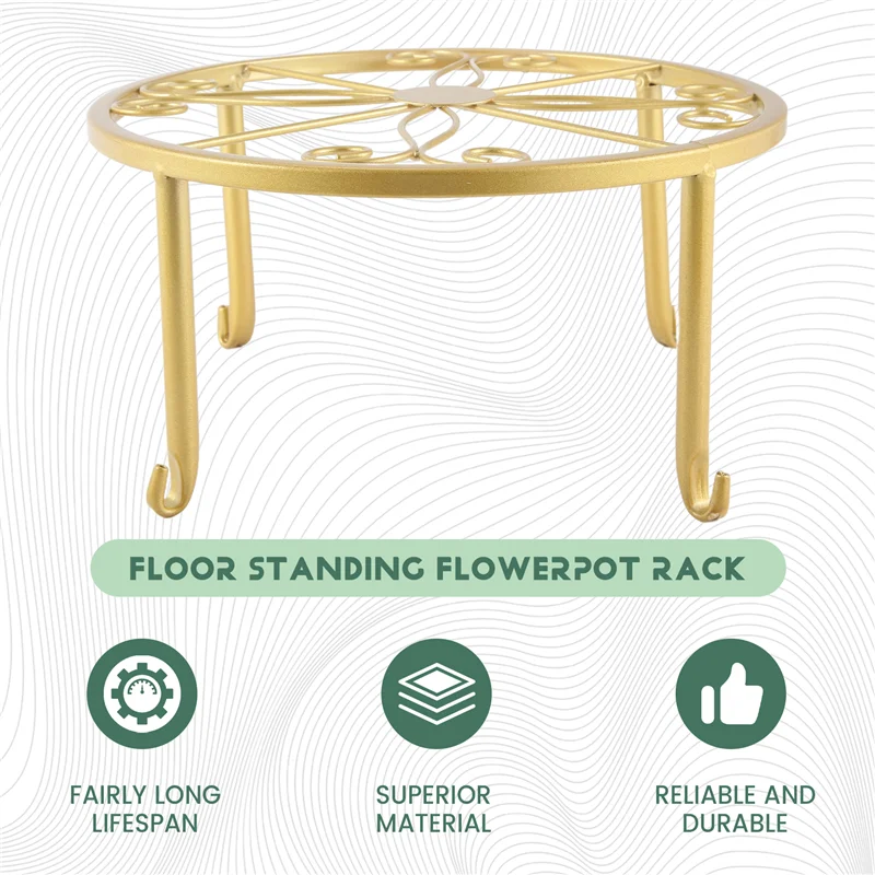 A23E-Floor Iron Pot Plant Stand Flower Shelf Holder Garden Shelves Garden Plant Balcony Round Rack Home Decor