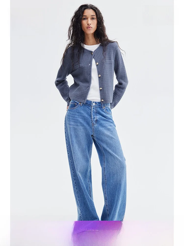 

Вязаный кардиган Ele с узором «Осенняя хризантема», из смесового хлопка и полиэстера, с длинными рукавами, стандартный крой, весна, H&M, женский, F...