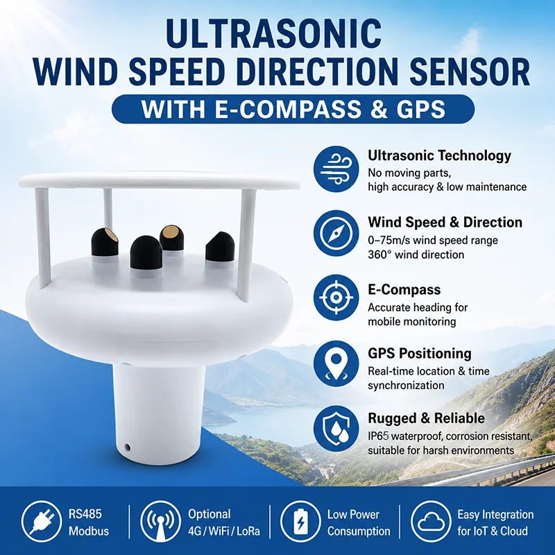 Low Price RS485 0-60m/s Ultrasonic Wind Speed and Direction 2 in 1 Weather Station Instrument Marine Anemometer Boat Anemometer