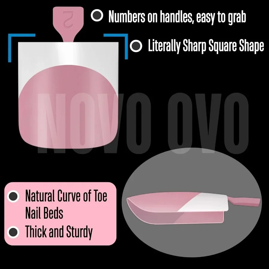 French Tip Toe Nail Tips Press on Sharp Square PreDesigned Soft Gel False Toenail Extension in BERRY PINK with Preapplied Tip P