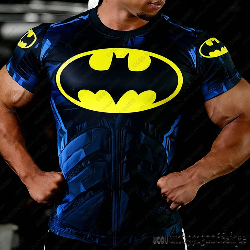 Camisetas deportivas de la serie DC Comic Batman para hombre, camisetas de verano para hombre, camisetas de culturismo a la moda, camisetas de manga corta de Batman, ropa masculina