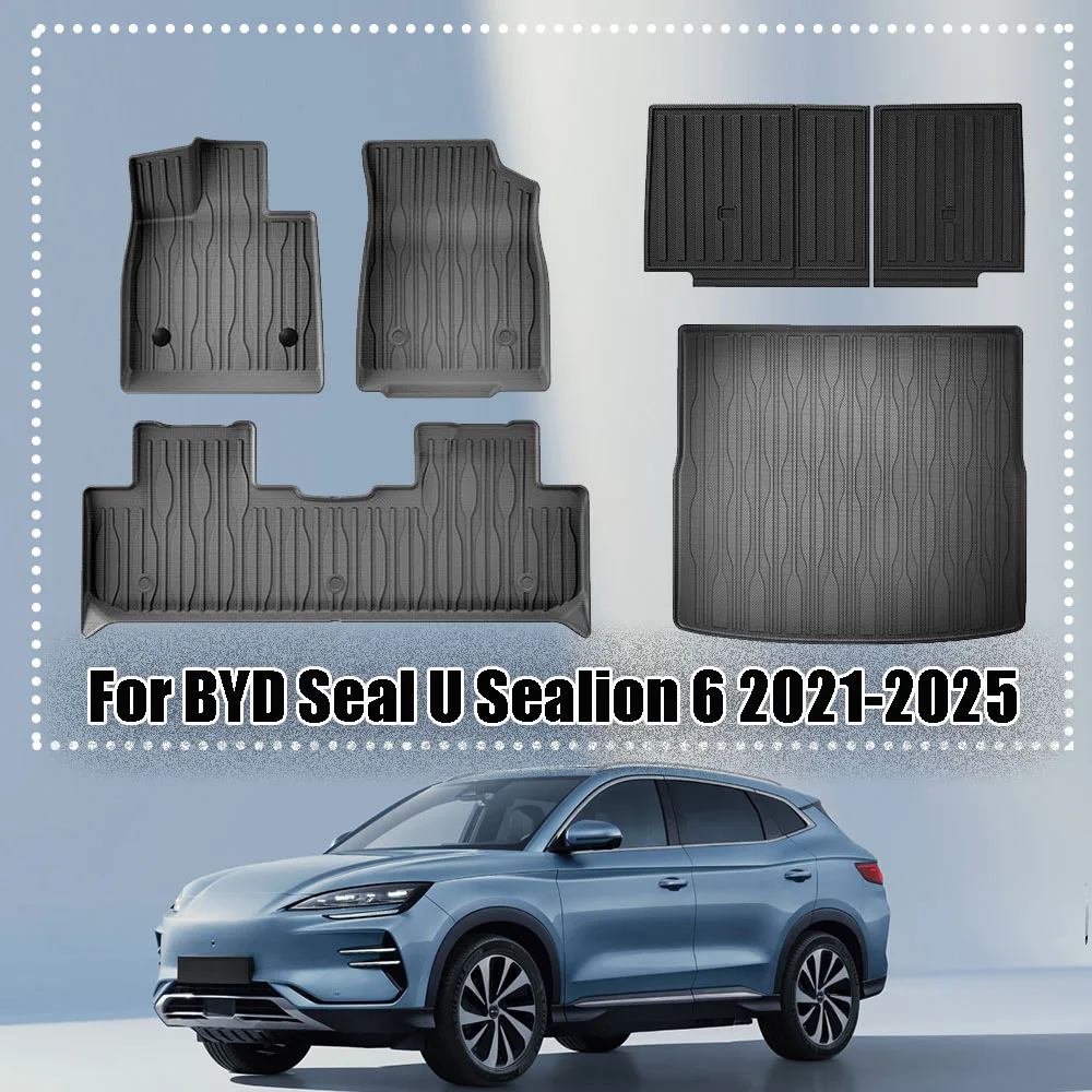 

Floor Mats For BYD Seal U Sealion 6 2021 2022 2023 2024 2025 Car Floor Carpets Trunk Mat Backrest protection pad,Car TPE FootPad