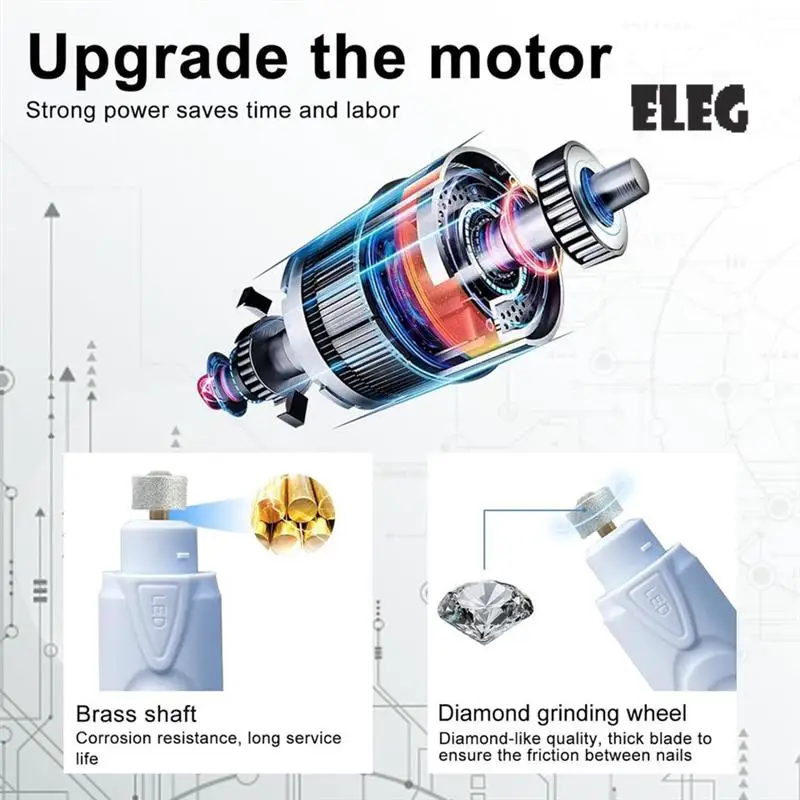 

ELEG-шлифовальная машинка для ногтей для птиц, шлифовальная машинка для клюва птиц, глушиная пилочка для ногтей для попугаев со светодиодной лампой, принадлежности для птиц, подходит для попугаев