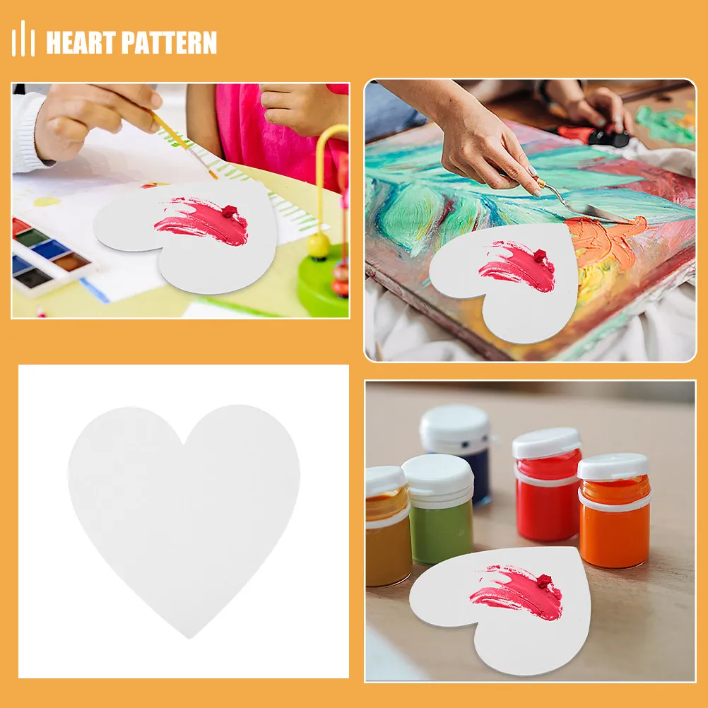 4Pcs Heart Pattern Cotton Canvas Board for Painting Oil Acrylic Gouache Smooth Surface Safe Rounded Corners Blank Small Canvas