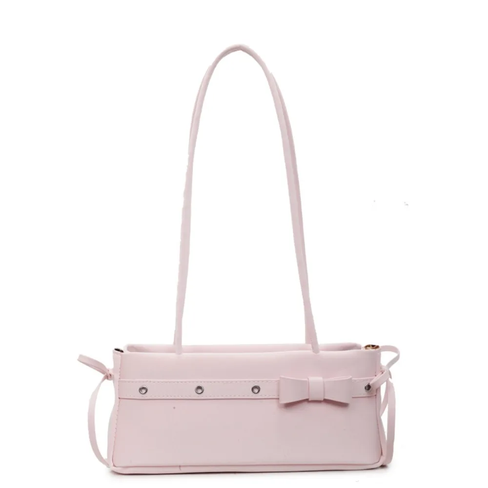 

Casual Sweet French Stick Handbag Bow Ribbon Large Capacity Bow Shoulder Bag Korean Style French Armpit Bag Daily