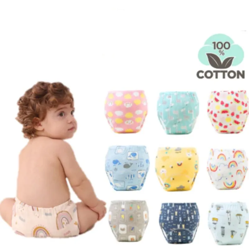 5pc/Lot Baby Diapers Reusable Training Pants Washable Cloth Nappy Waterproof Cotton Potty Panties