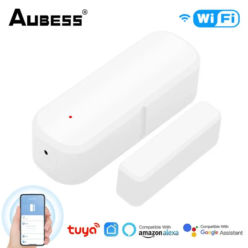 AUBESS Tuya WiFi Porta Inteligente Sensor Porta Aberta Detectores Fechados Smart Home Security Protection Alarm System Smart Life APP Control