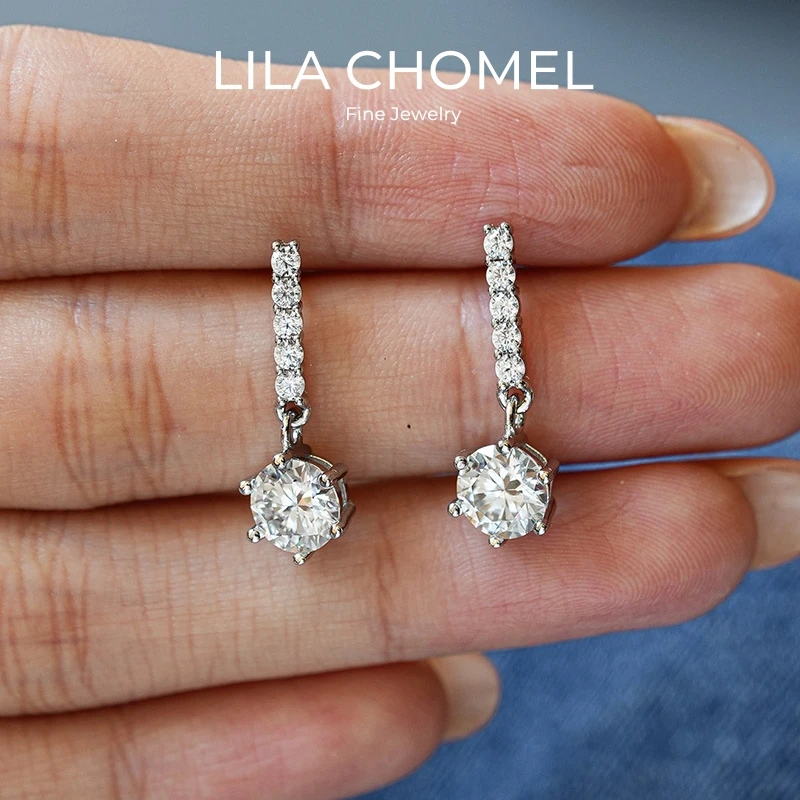

Women Engagement 18K White Gold Wedding Earrings 1CT Moissanite Diamond Girl Friend Valentine's Day PT950 Platinum Birthday Gift