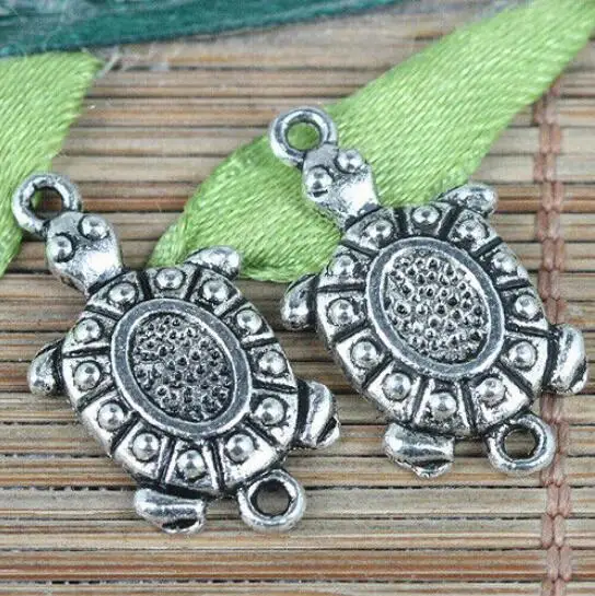 

18pcs tibetan silver color textured turtle design charms EF0310