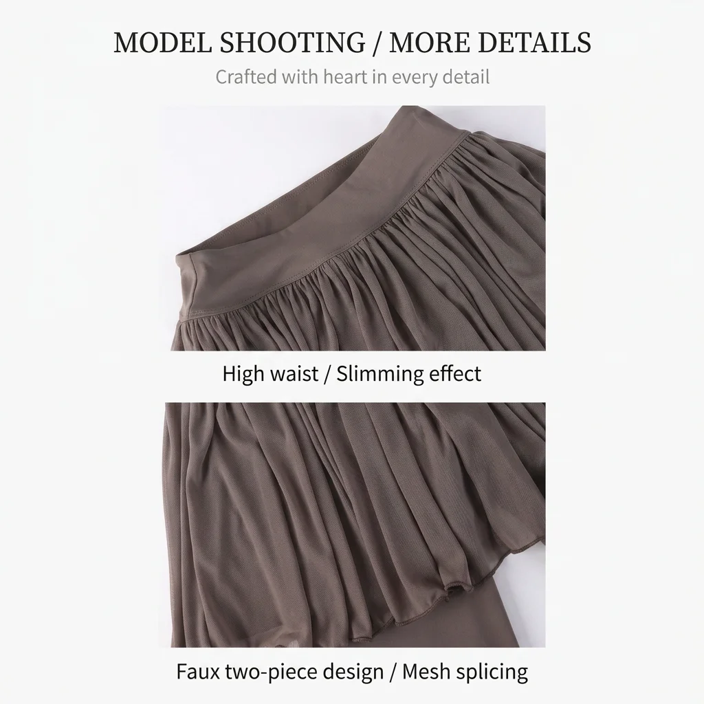 Damen-Yoga-Hosen mit hoher Taille, Mesh-Sportröcke, Fitnesshosen, figurformend, hüftbedeckend, für Laufen, Radfahren, Pilates und Yoga – Detail 3