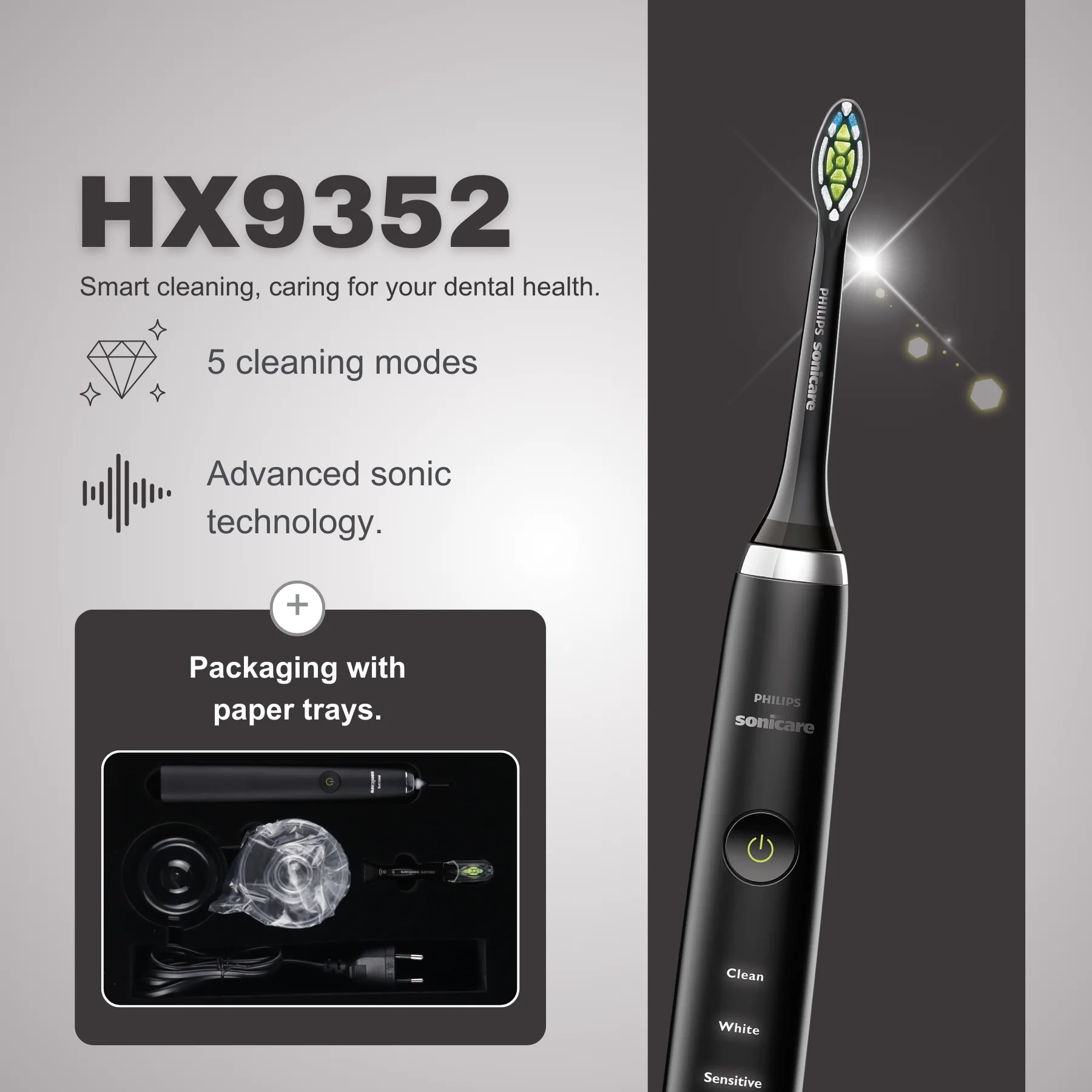 

Philips Electric Toothbrush Sonicare DiamondClean HX9352, No Original Box