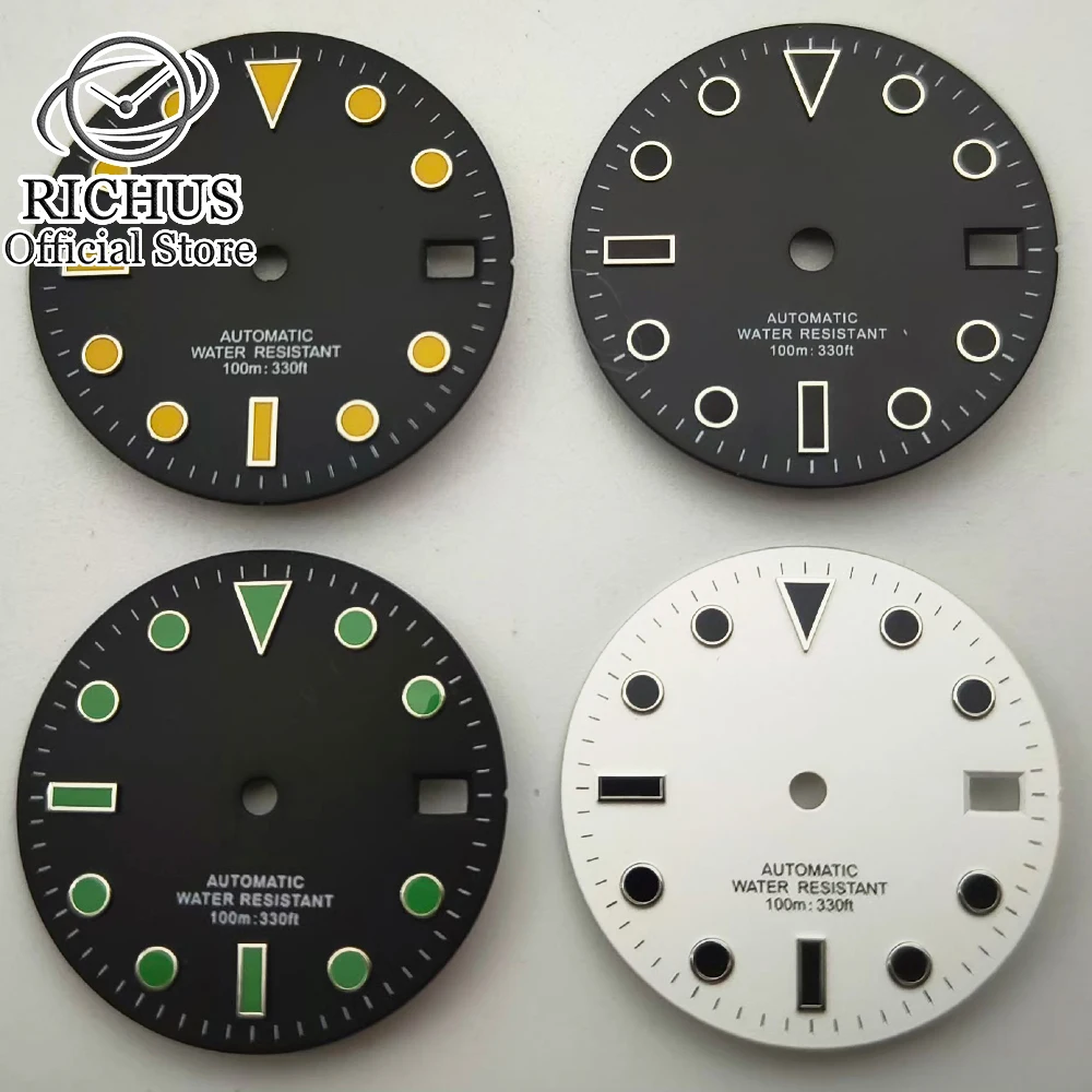 28.5mm Watch Dial Black White Green Fit NH35 ETA2824 2836 Miyota8215 8205 821A DG/Mingzhu2813 3804 Movement