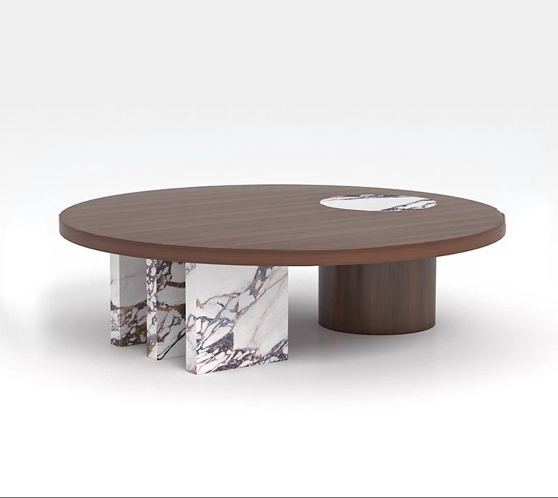 

Italian Coffee Table Living Room Home round Light Luxury Modern Walnut 2024 New Coffee Table Advanced